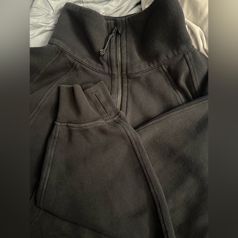 black quarter zip cropped scuba